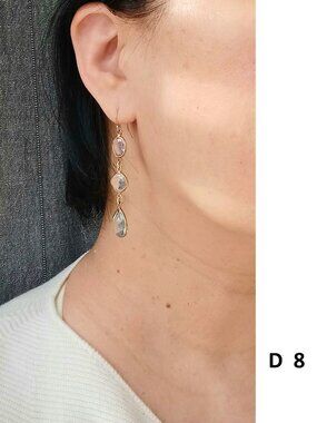 New 3 color crystal with 14 k gold over 925 sterling silver hanging earring